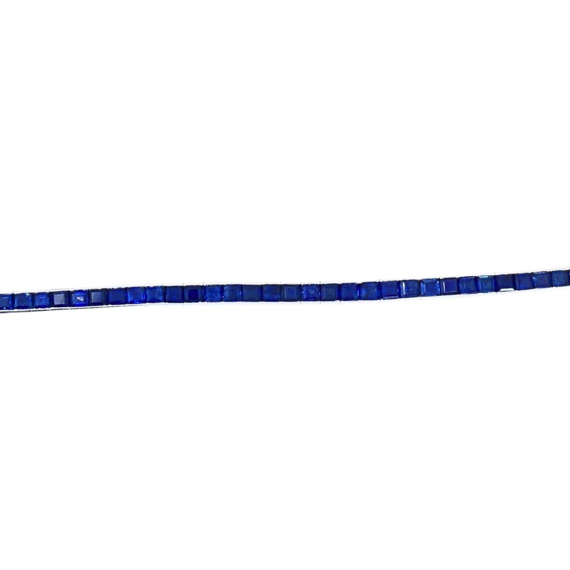 Pulsera de tenis vintage de platino y zafiro Joyas Art Déco en venta 2