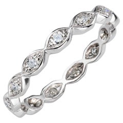 Vintage Platinum Scalloped .39ctw Diamond Eternity Band