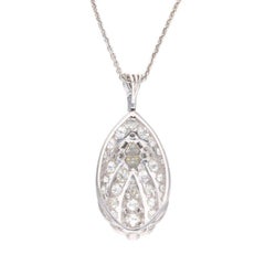 Vintage Platinum Seashell Pendant Necklace with 6.5 Carat J SI1 Diamonds
