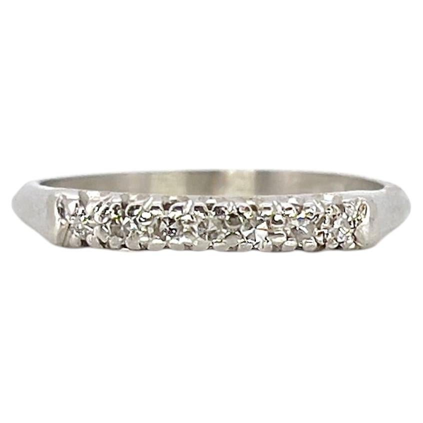 Vintage Platinum Single Cut Diamond Ring, Size 7.25, Mid Century For Sale