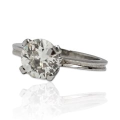 Vintage Platinum Solitaire Ring with GIA 1.60ct Round Brilliant-Cut Diamond
