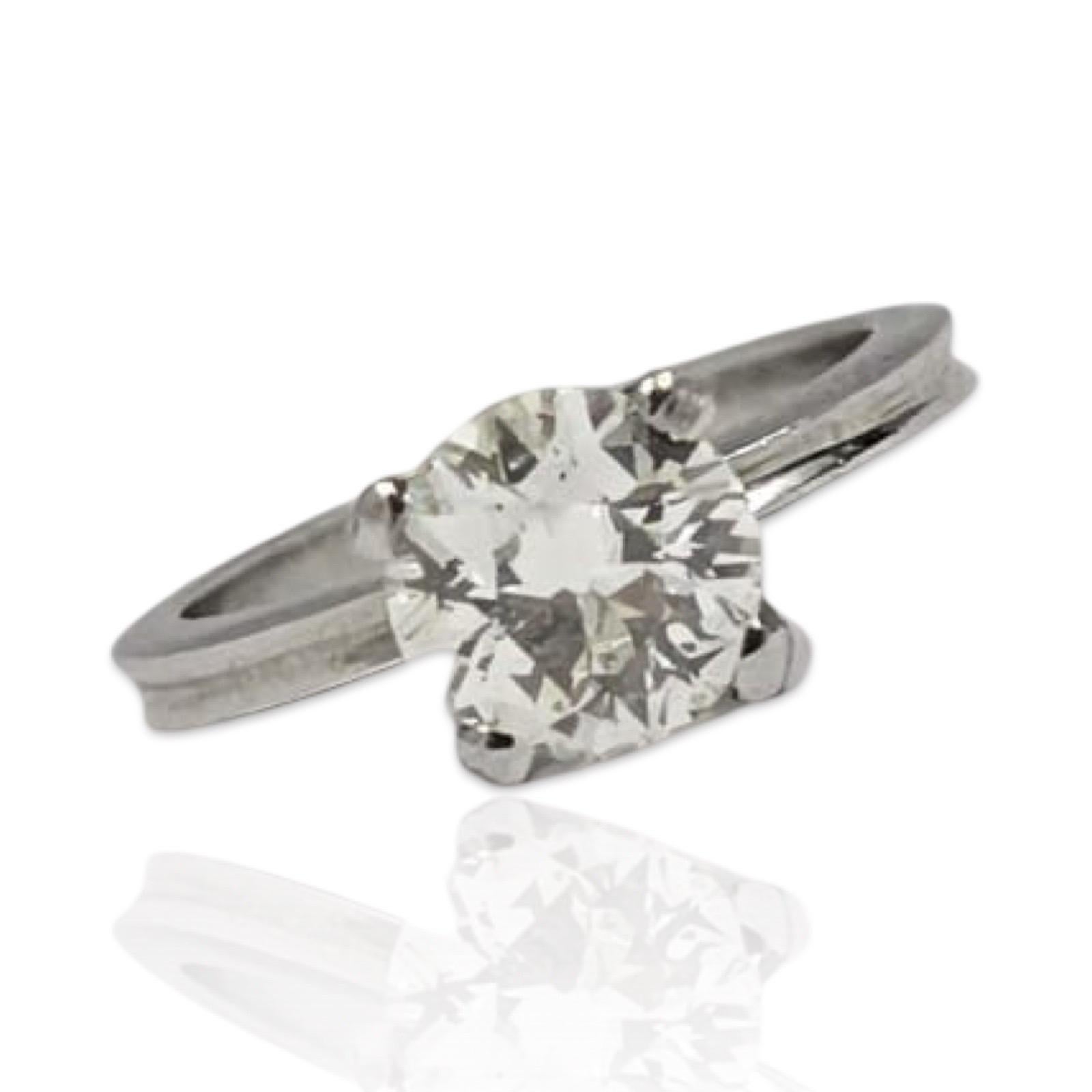 Vintage Platin Solitär Ring mit GIA 1,60ct Runde Brilliant-Schliff Diamant (Rundschliff) im Angebot