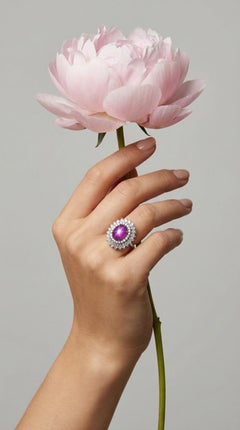 Vintage Platinum Star Ruby Ring, 17.29ct GIA, 3.0ct Diamond Accents