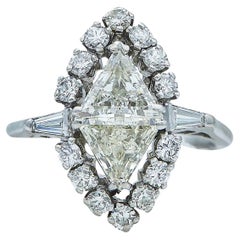 Vintage Platinum Triangles/Kite Diamond Ring — IGI Certified