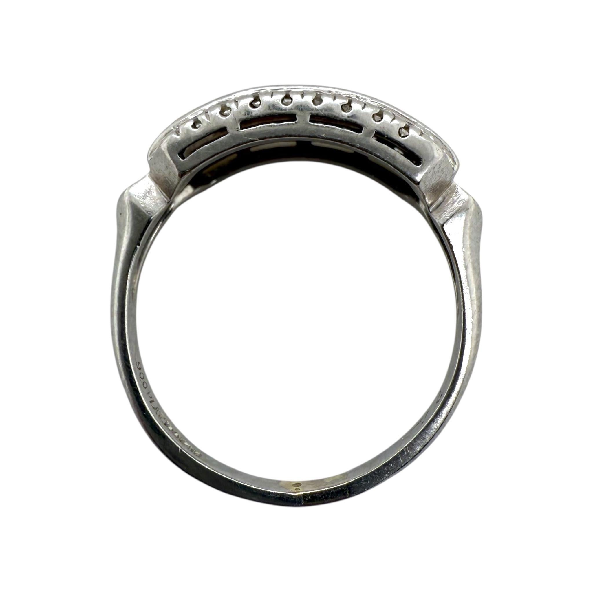 Vintage Platin dreireihiges Baguette-Diamantband im Angebot 3