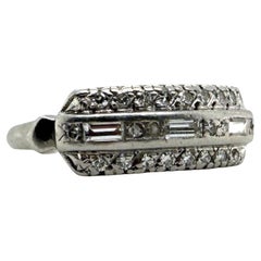 Vintage Platinum Triple Row Baguette Diamond Band