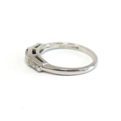 Vintage Platinum Wedding Band with Three Baguettes, 1940s