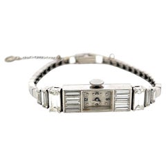 Vintage Platinum Wristwatch with 5 Carat Baguette Shape Diamonds