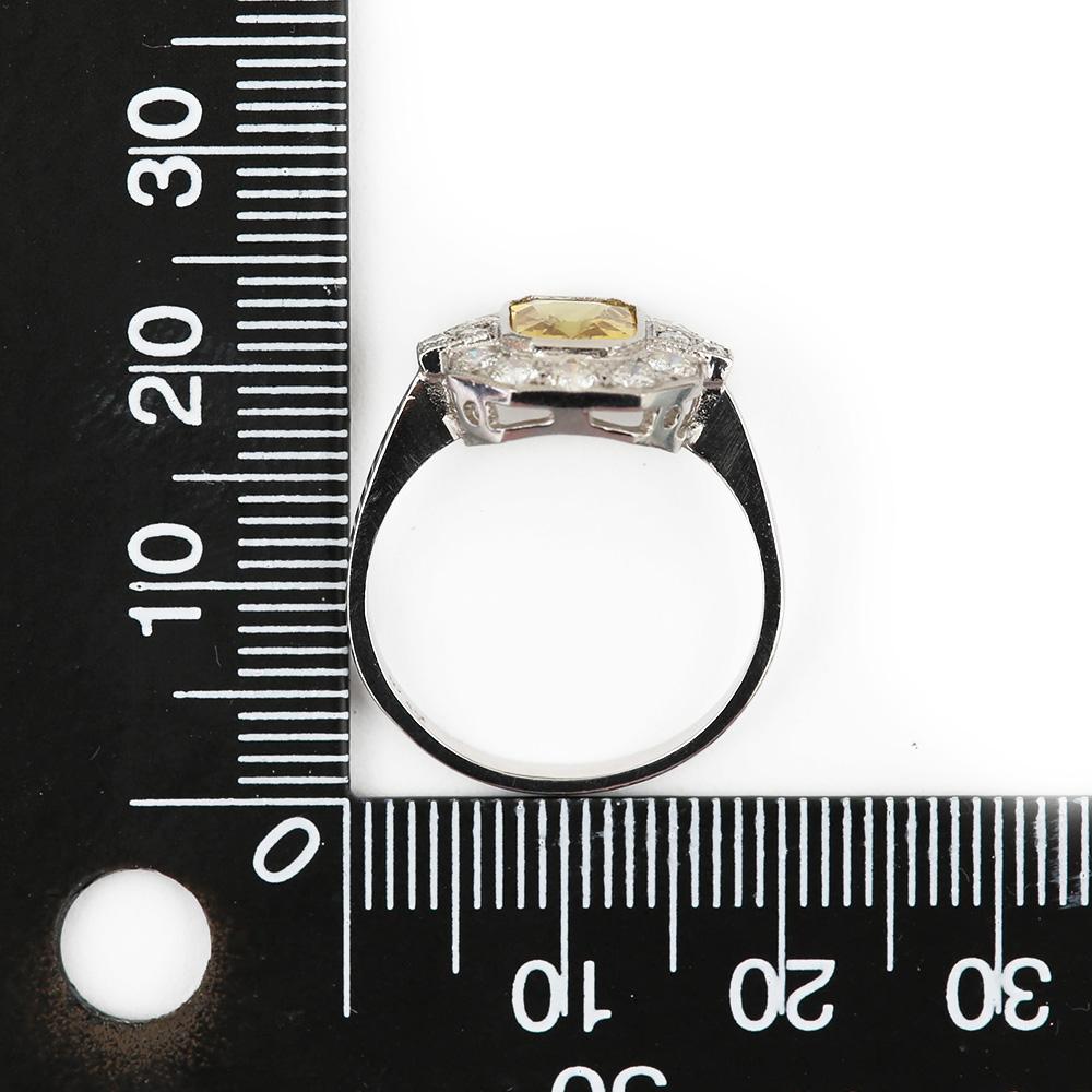Vintage Platinum 1.5ct Yellow Sapphire and 1ct Diamond Cluster Ring, circa 1950 2