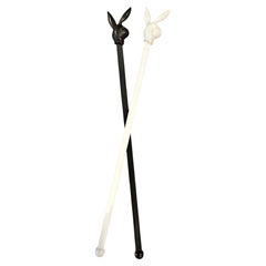 Lot de 10 bâtonnets mélangeurs en acrylique noir et blanc de Playboy Bunny Vintage Barware