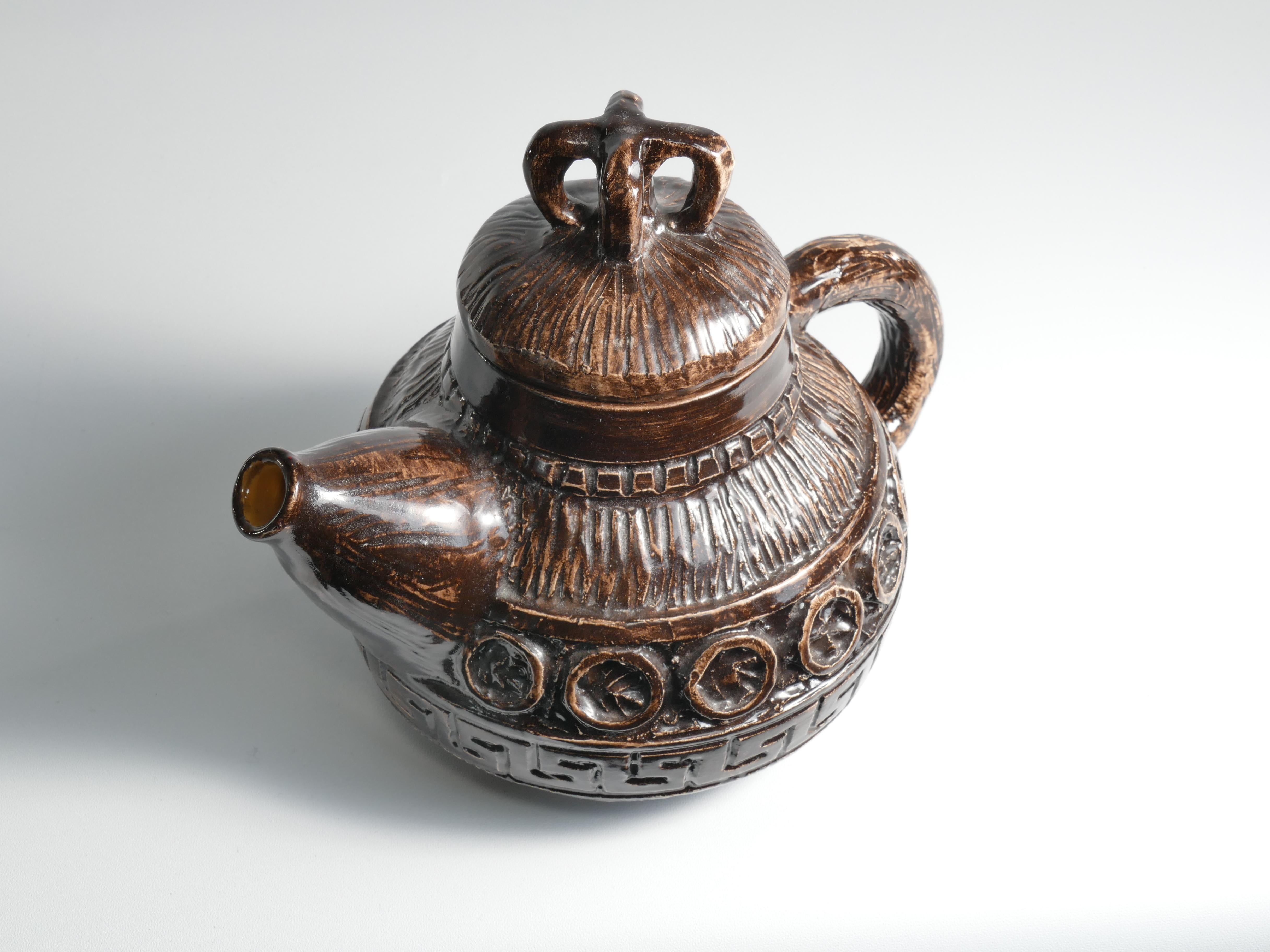 Folk Art Vintage Playful Teapot by Allan Hellman Sweden 1967 For Sale