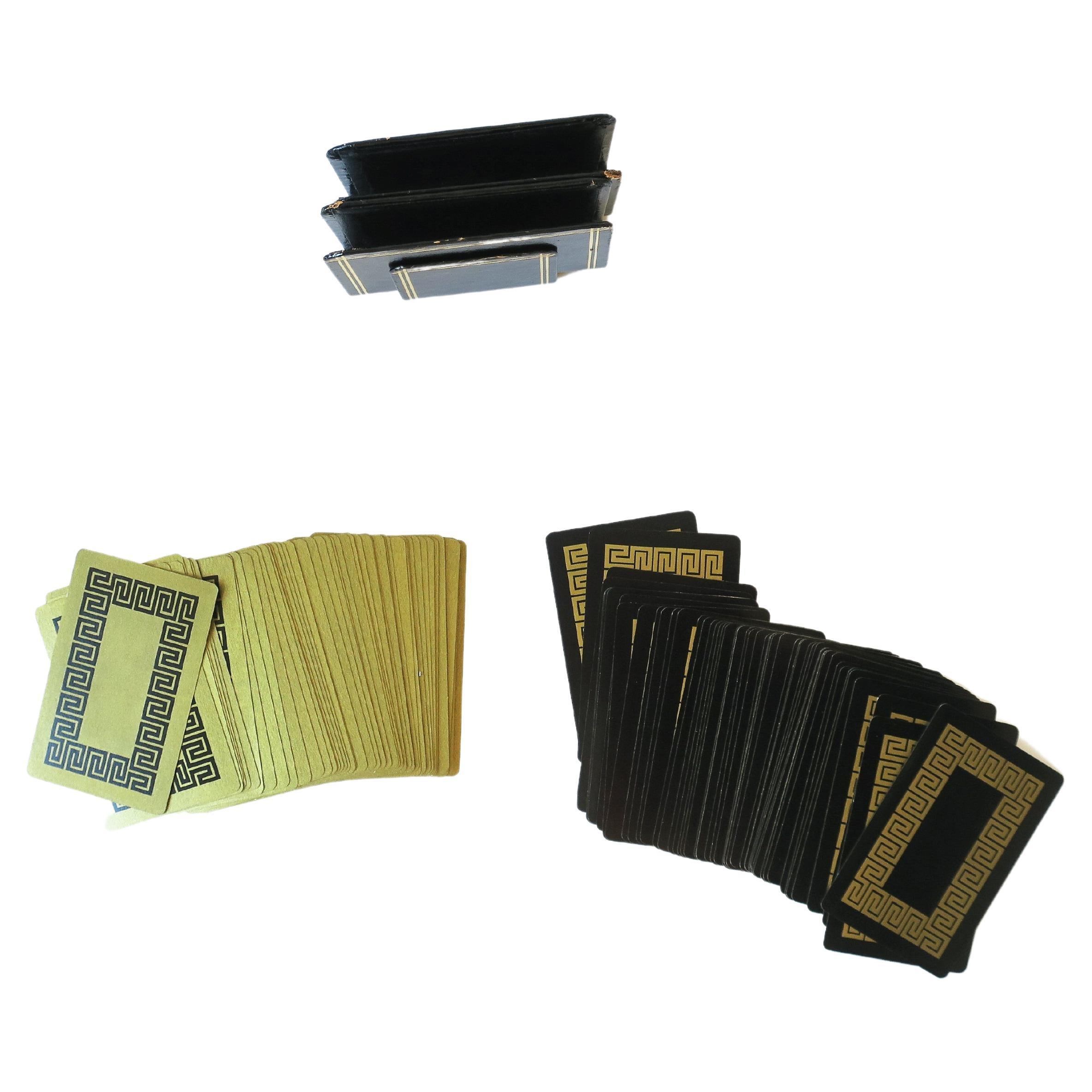 Vintage Playing Cards in Black and Gold with Greek Key Design