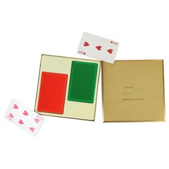 Vintage Playing Cards in Bright Orange and Green with Greek Key Design