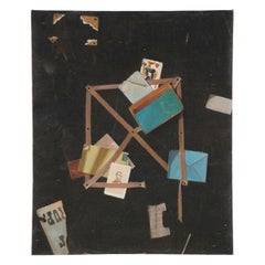 Vintage-Spielkarten, Stationary und Momentos-Stillleben, Ölgemälde