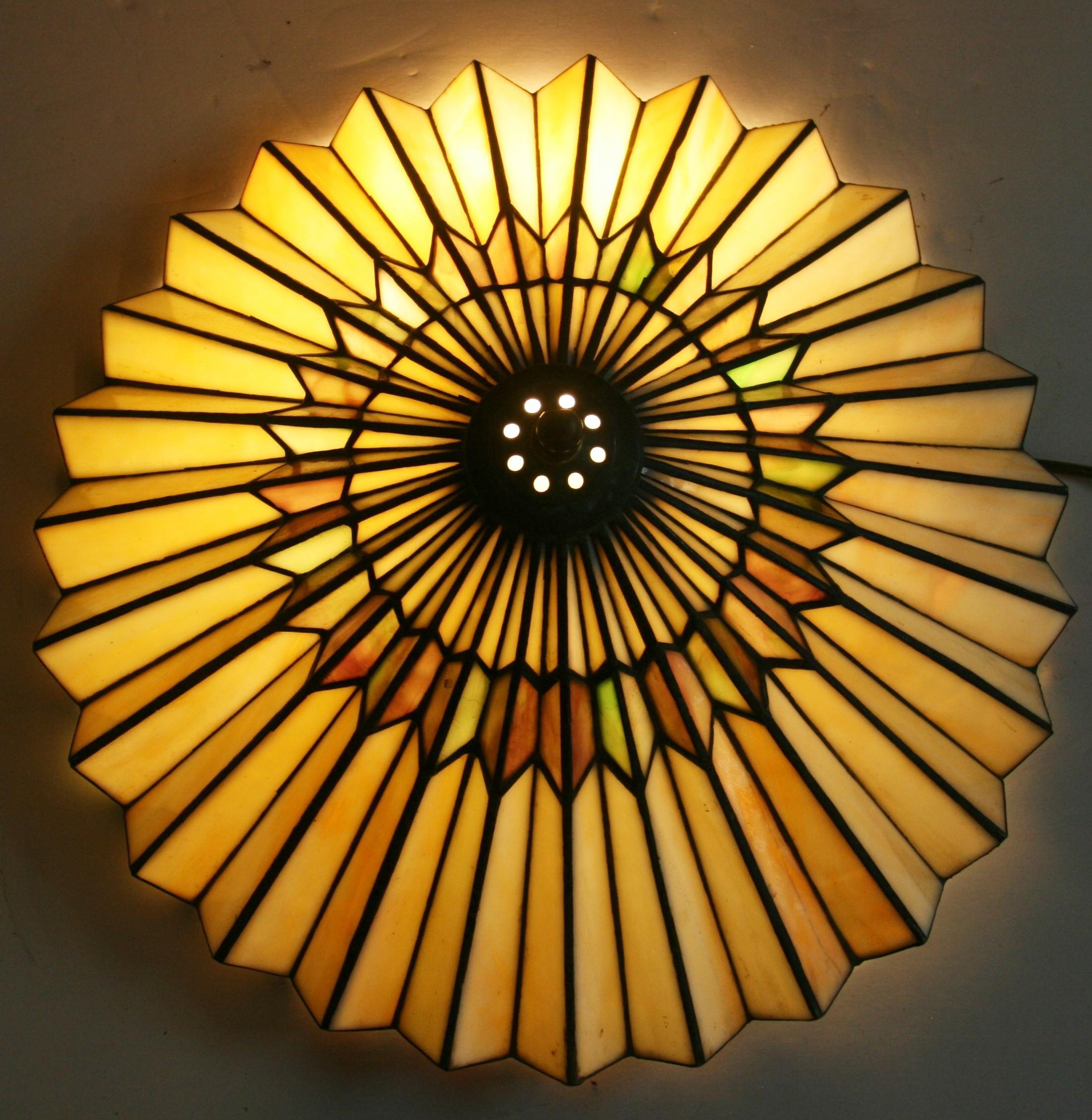 1742 Vintage Schlacke Glas plissiert flushmount
3 Innenleuchten 
neu verkabelt  Edison-Glühbirnen