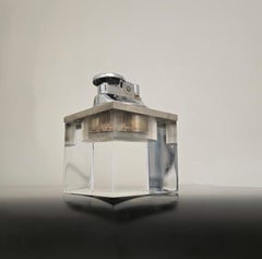 Vintage Plexglass Silver 800 Table Lighter  Italy 1970s Mid-Century Modern