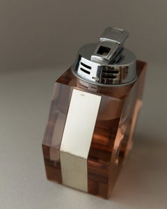 Vintage Plexi Glass Table Lighter by Astrolite Space Age Design Italy, 1970s