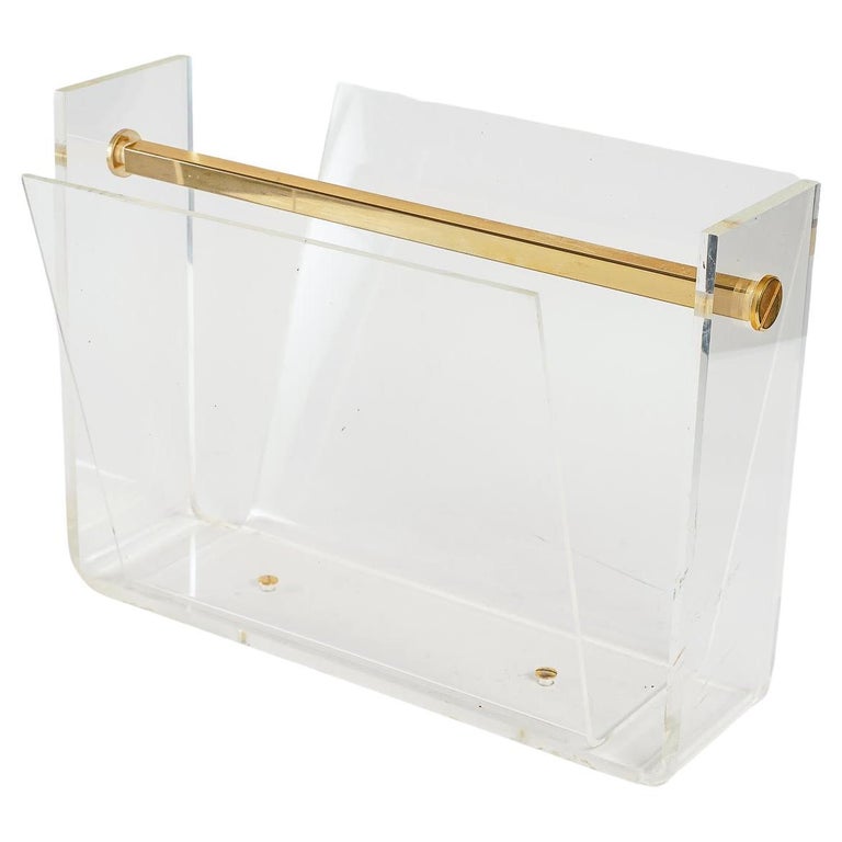 Vintage Plexiglass and Gilded Brass RingHolder For Sale at 1stDibs