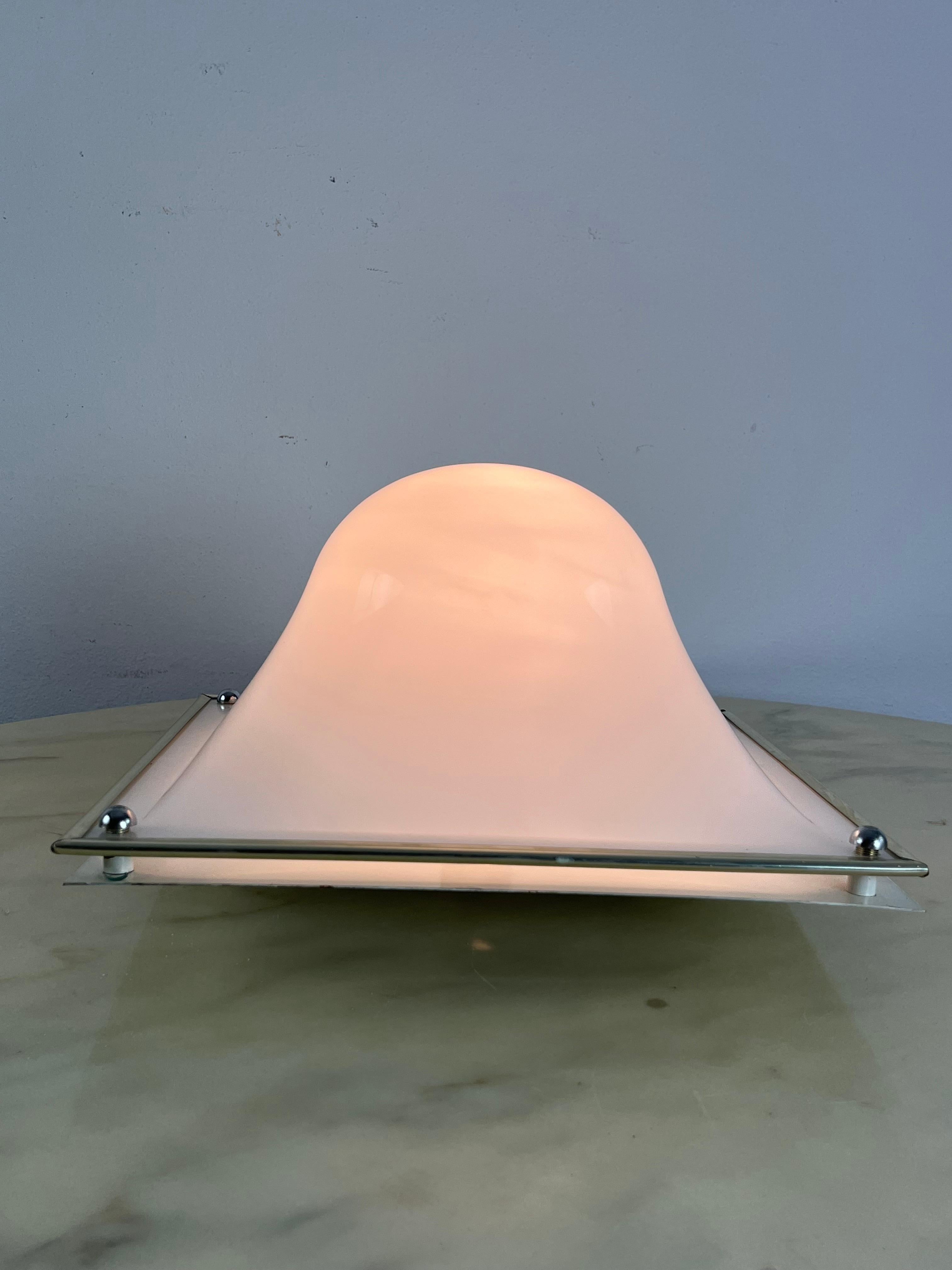 Metal Vintage Plexiglass Ceiling Light  Italian Design 1970s For Sale