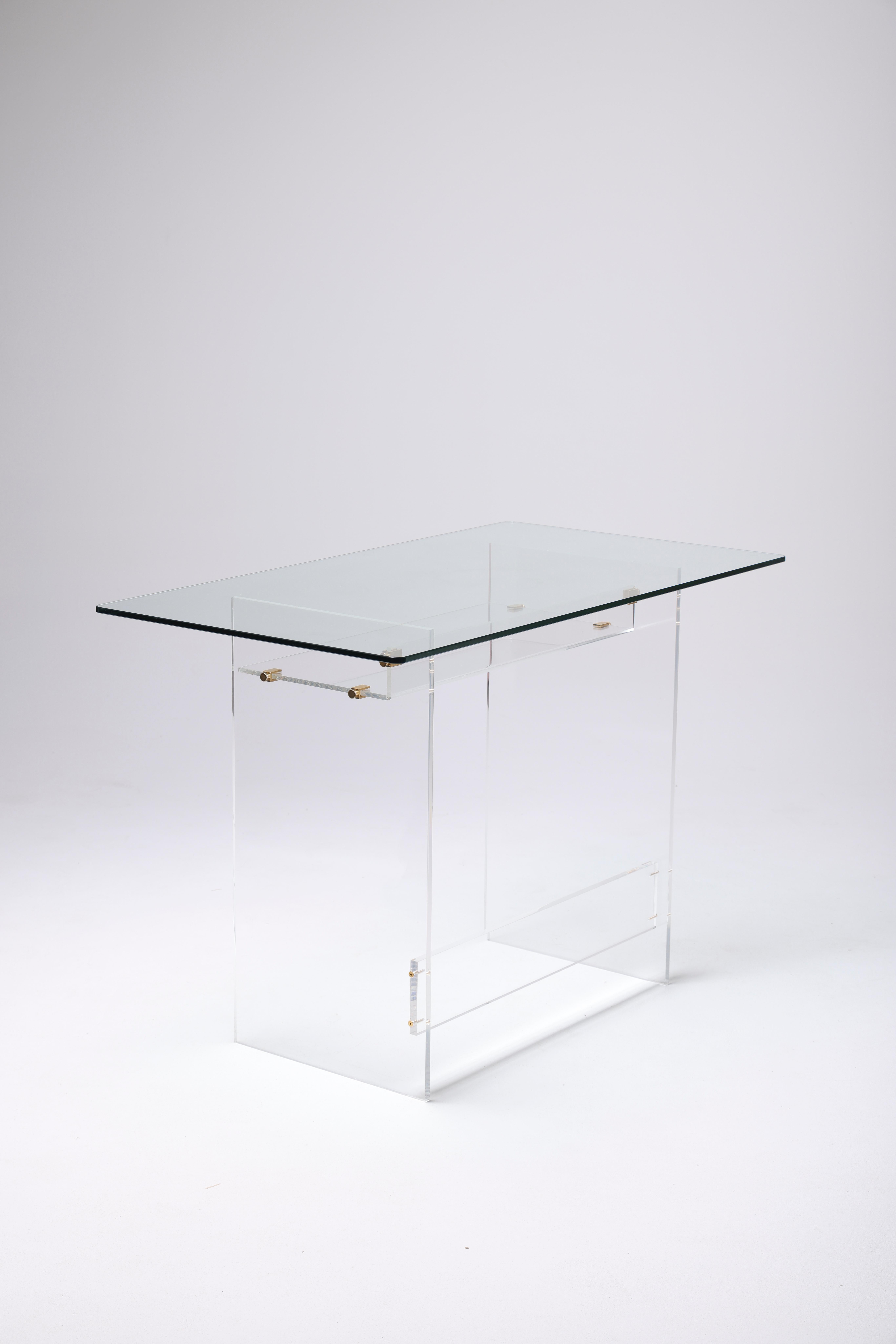 Vintage Plexiglass Desk by David Lange, 1980s In Excellent Condition In PARIS, FR