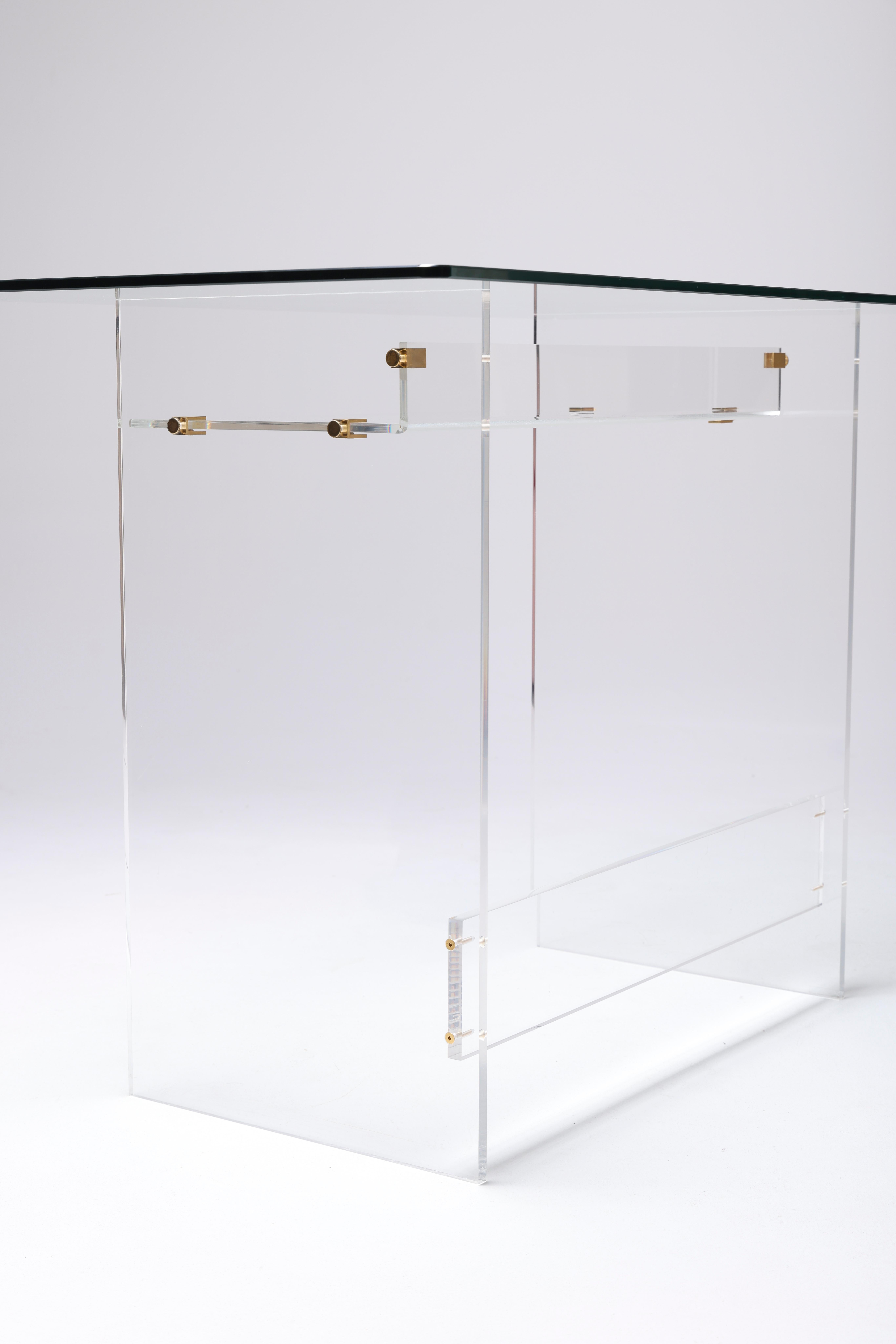 Glass Vintage Plexiglass Desk by David Lange, 1980s