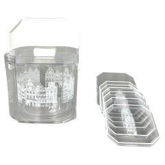 Set di secchielli e sottopentole ottagonali in plexiglass Vintage By 1970q