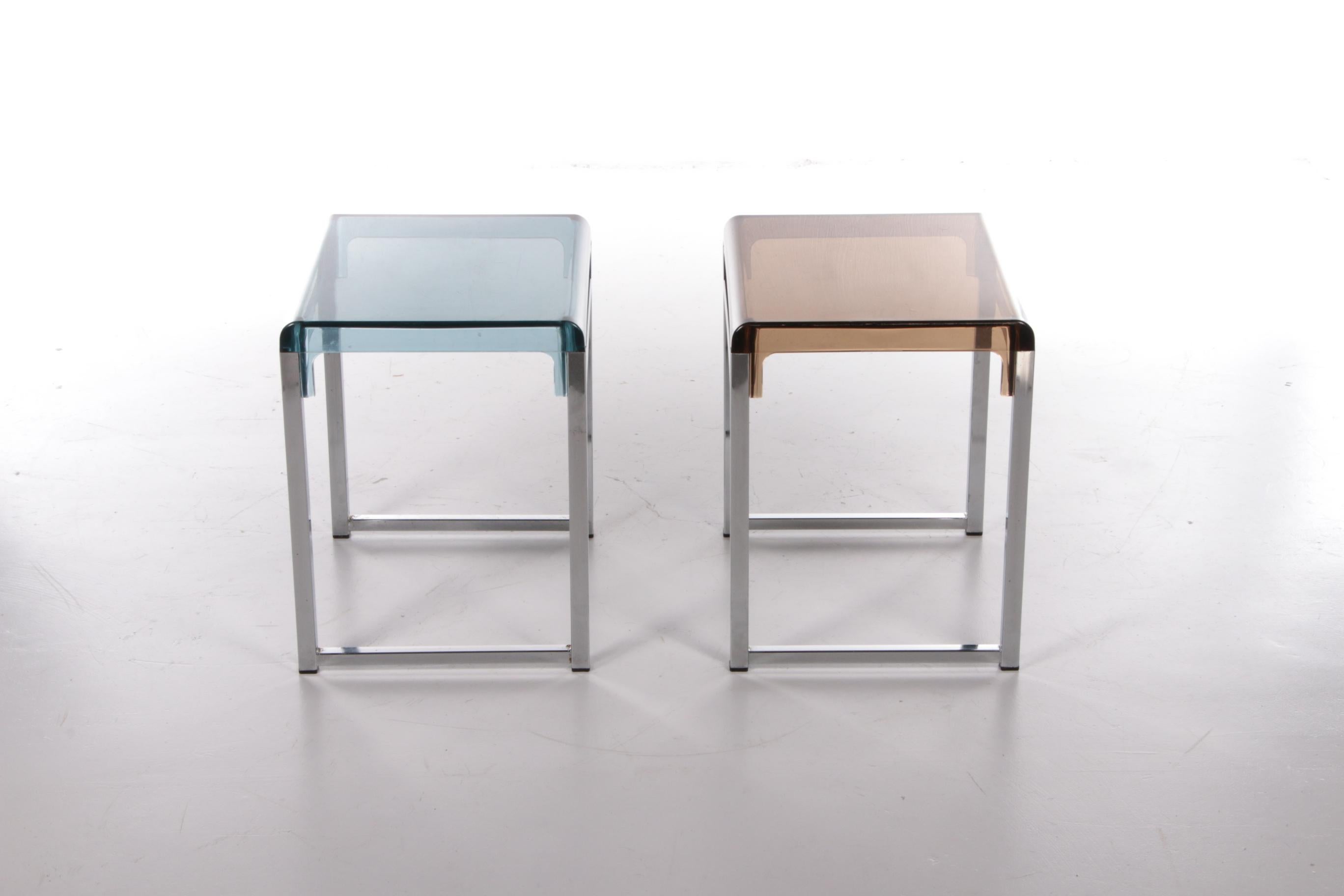Vintage Plexiglass Side Tables Marc Berthier - Set of 2, 1960s For Sale 3