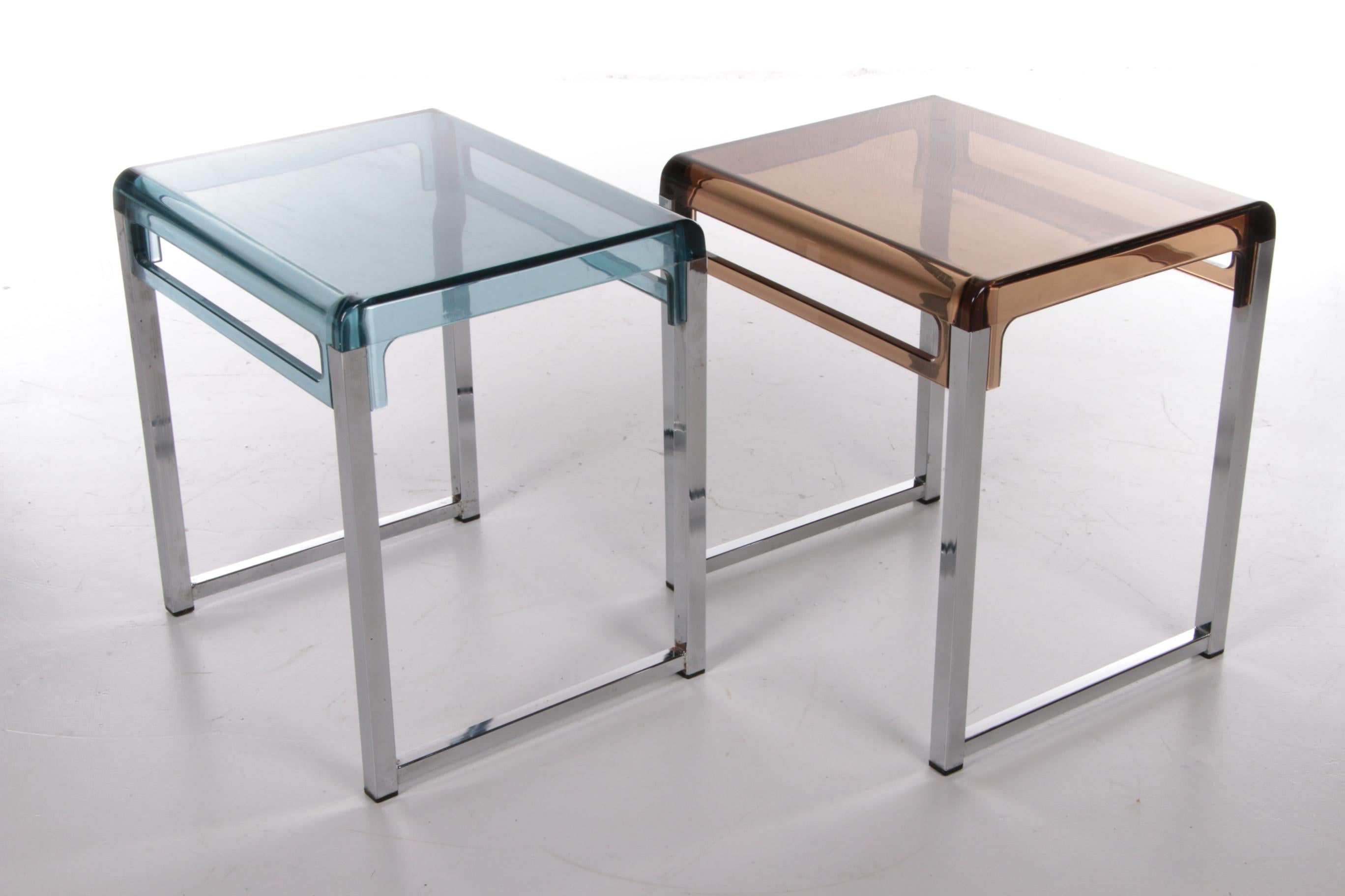 Vintage Plexiglass Side Tables Marc Berthier - Set of 2, 1960s For Sale 4