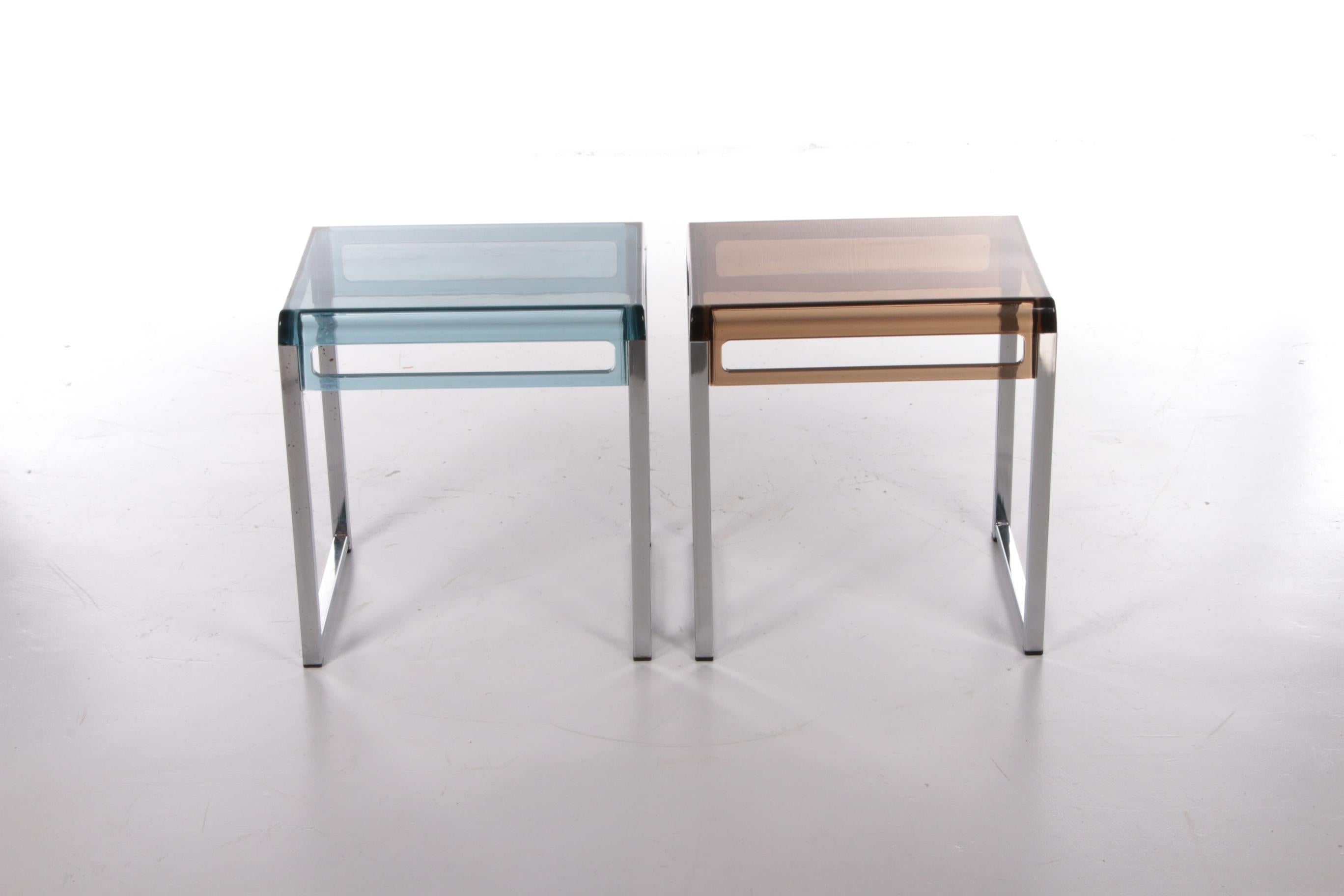 Vintage Plexiglass Side Tables Marc Berthier - Set of 2, 1960s For Sale 1