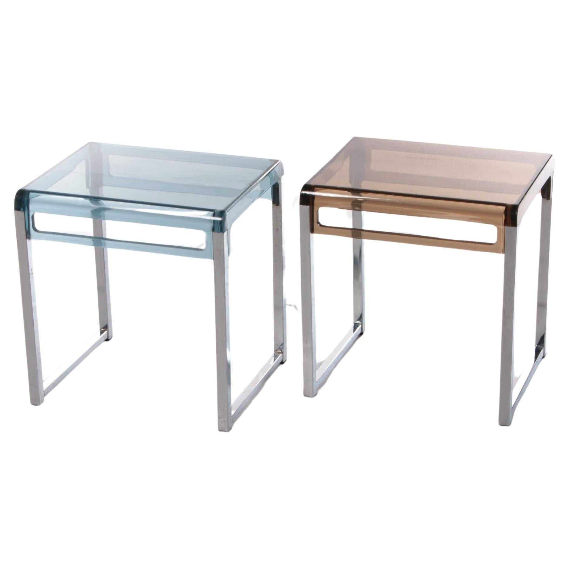 Vintage Plexiglass Side Tables Marc Berthier - Set of 2, 1960s For Sale