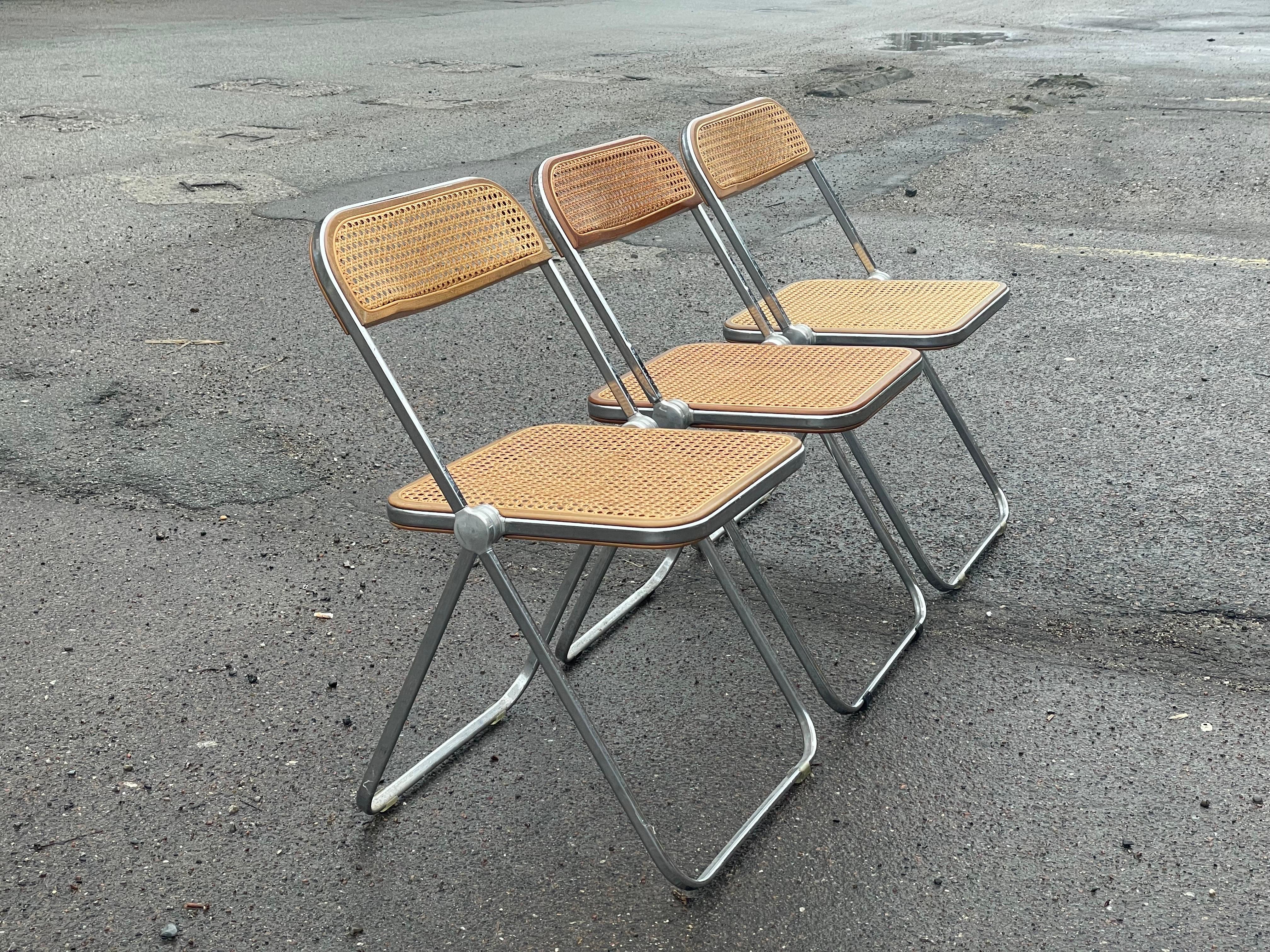 Mid-20th Century Vintage Plia Cane Folding Chair by Giancarlo Piretti for Castelli, 1960’s For Sale