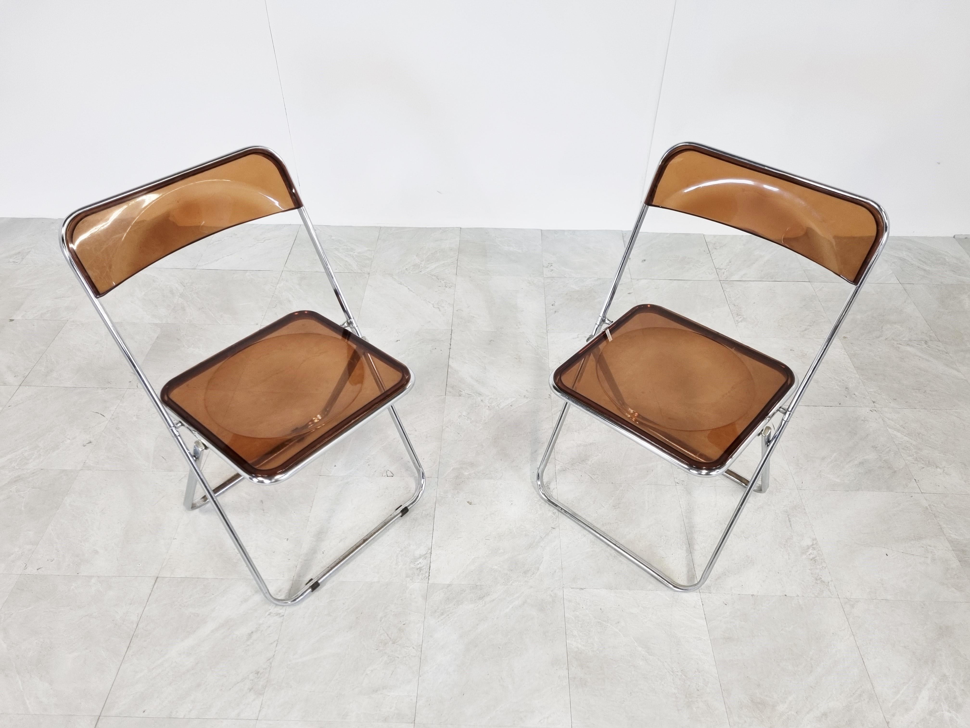 Mid-Century Modern Vintage Plia Folding Chairs by Castelli, 1970s, Set of 2