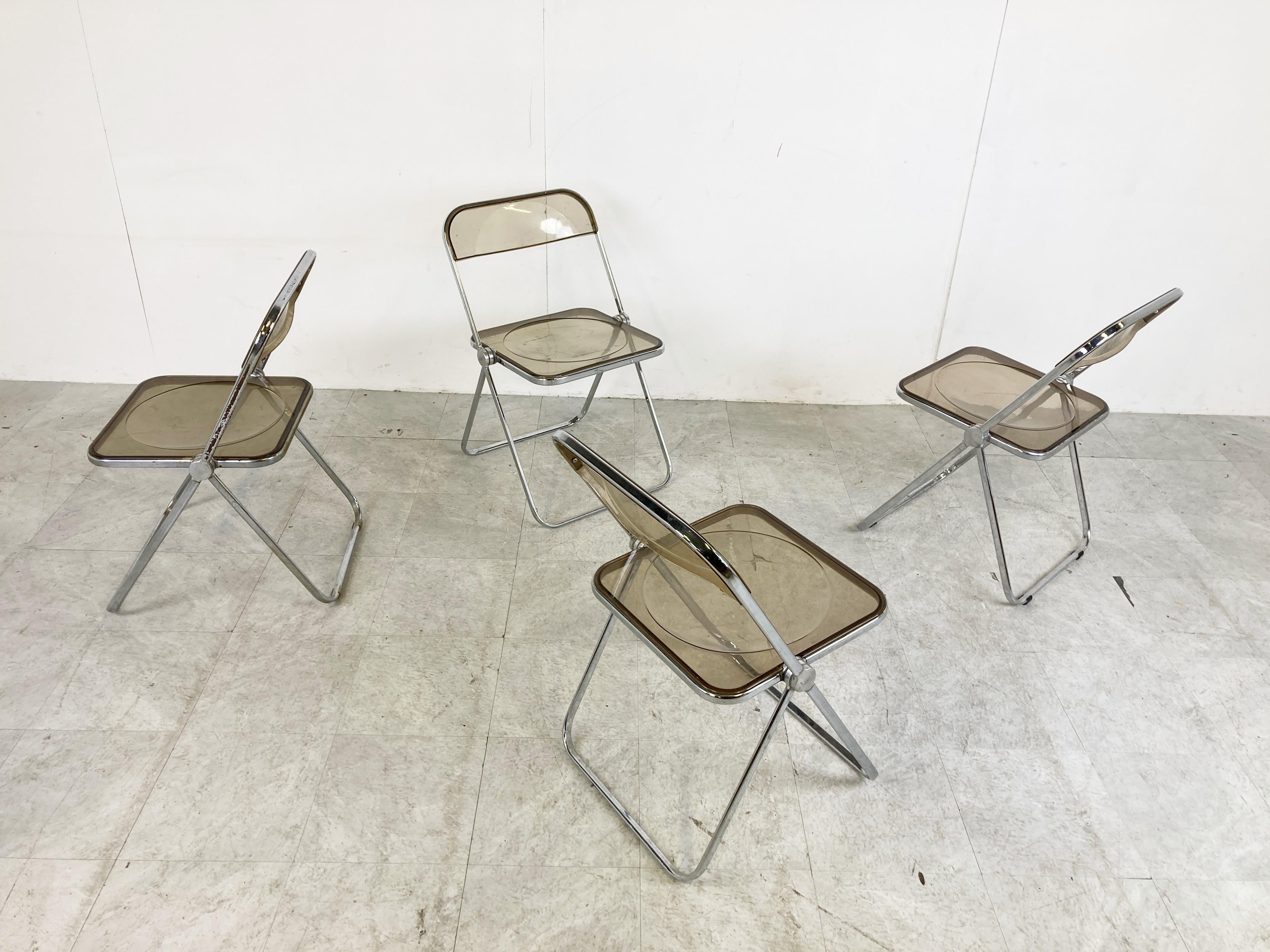 Vintage Plia Folding Chairs by Castelli, 1970s, Set of 4 3