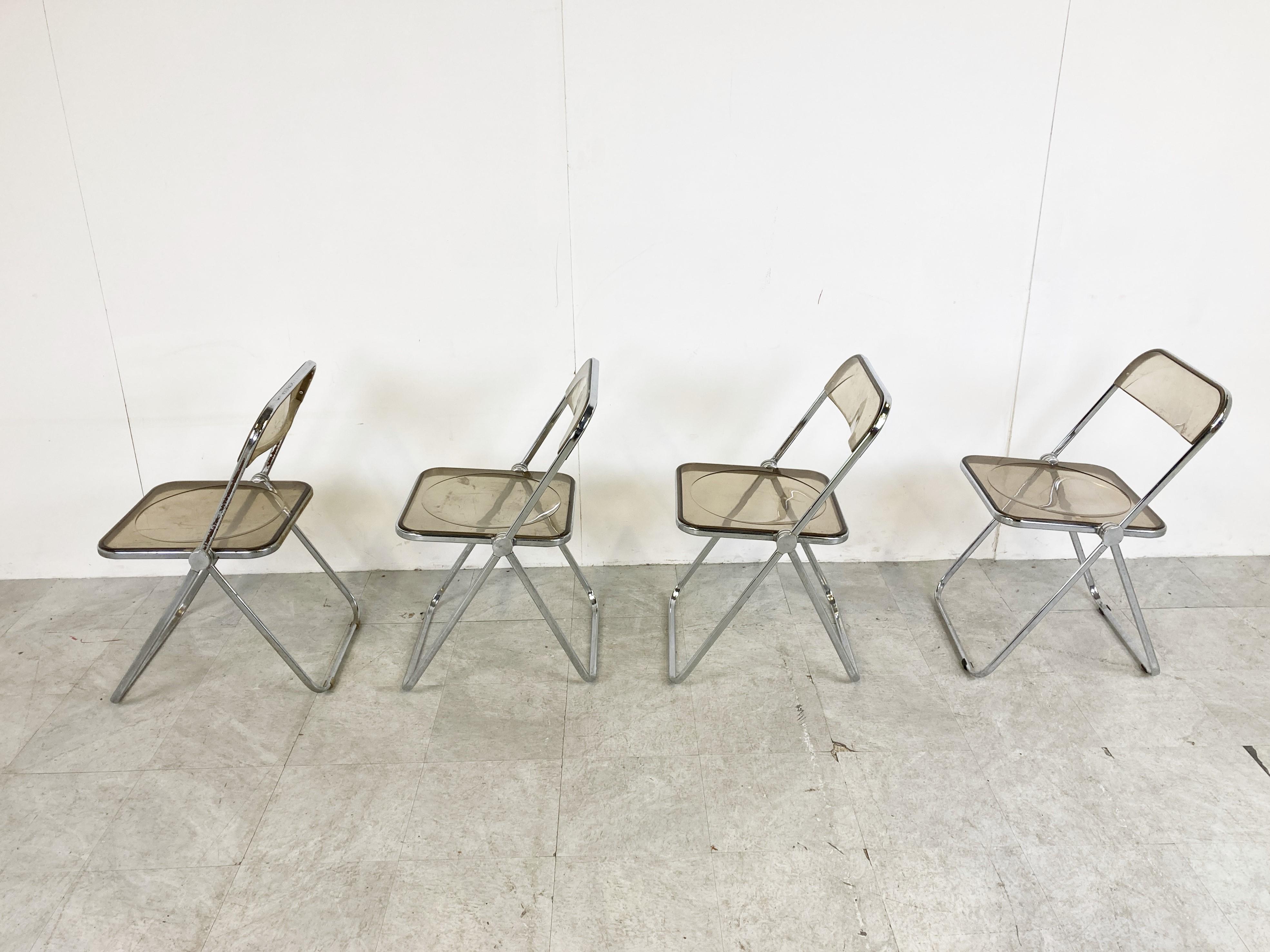 Vintage Plia Folding Chairs by Castelli, 1970s, Set of 4 In Good Condition In HEVERLEE, BE
