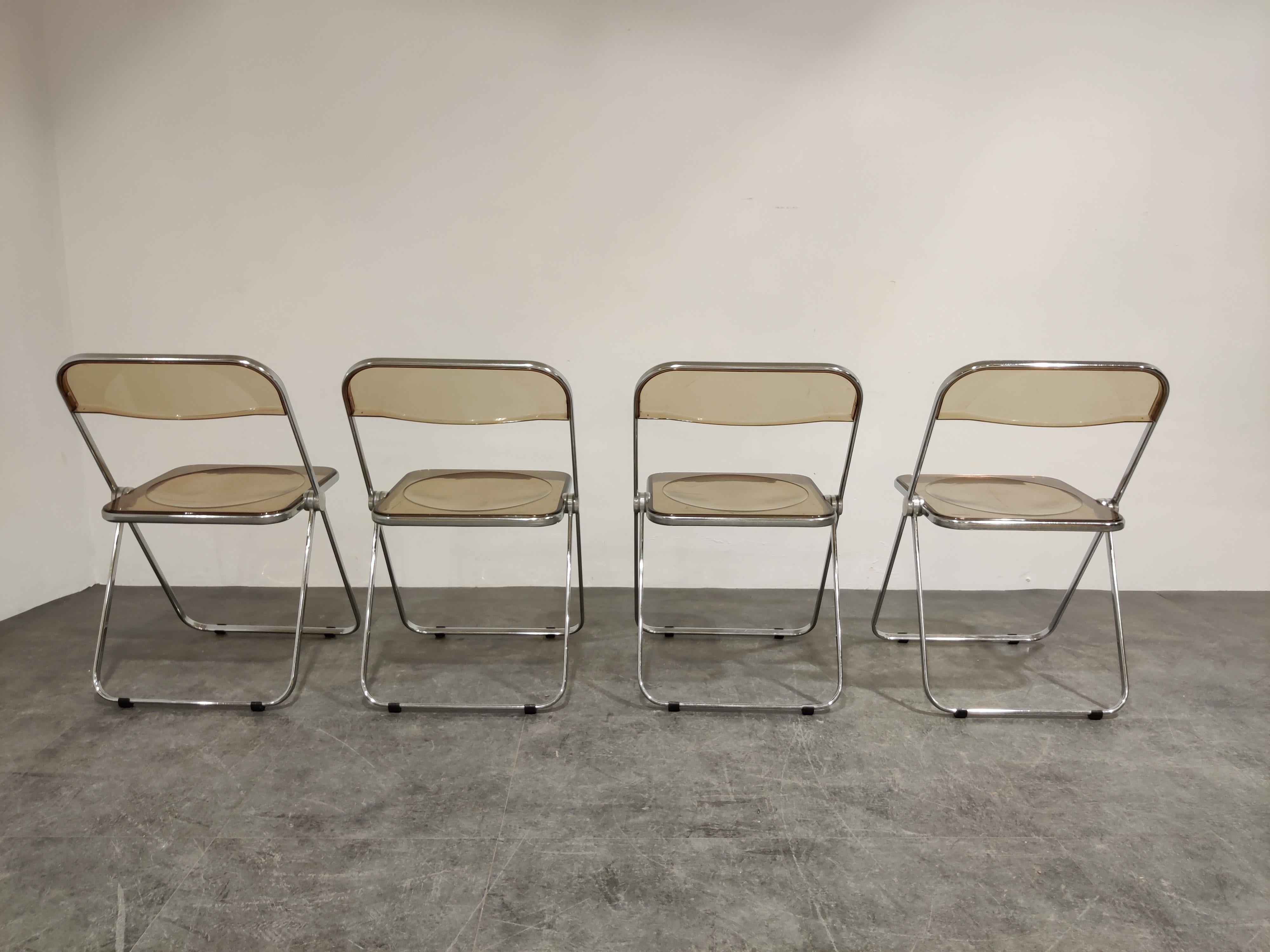 Late 20th Century Vintage Plia Folding Chairs by Castelli, 1970s, Set of 4