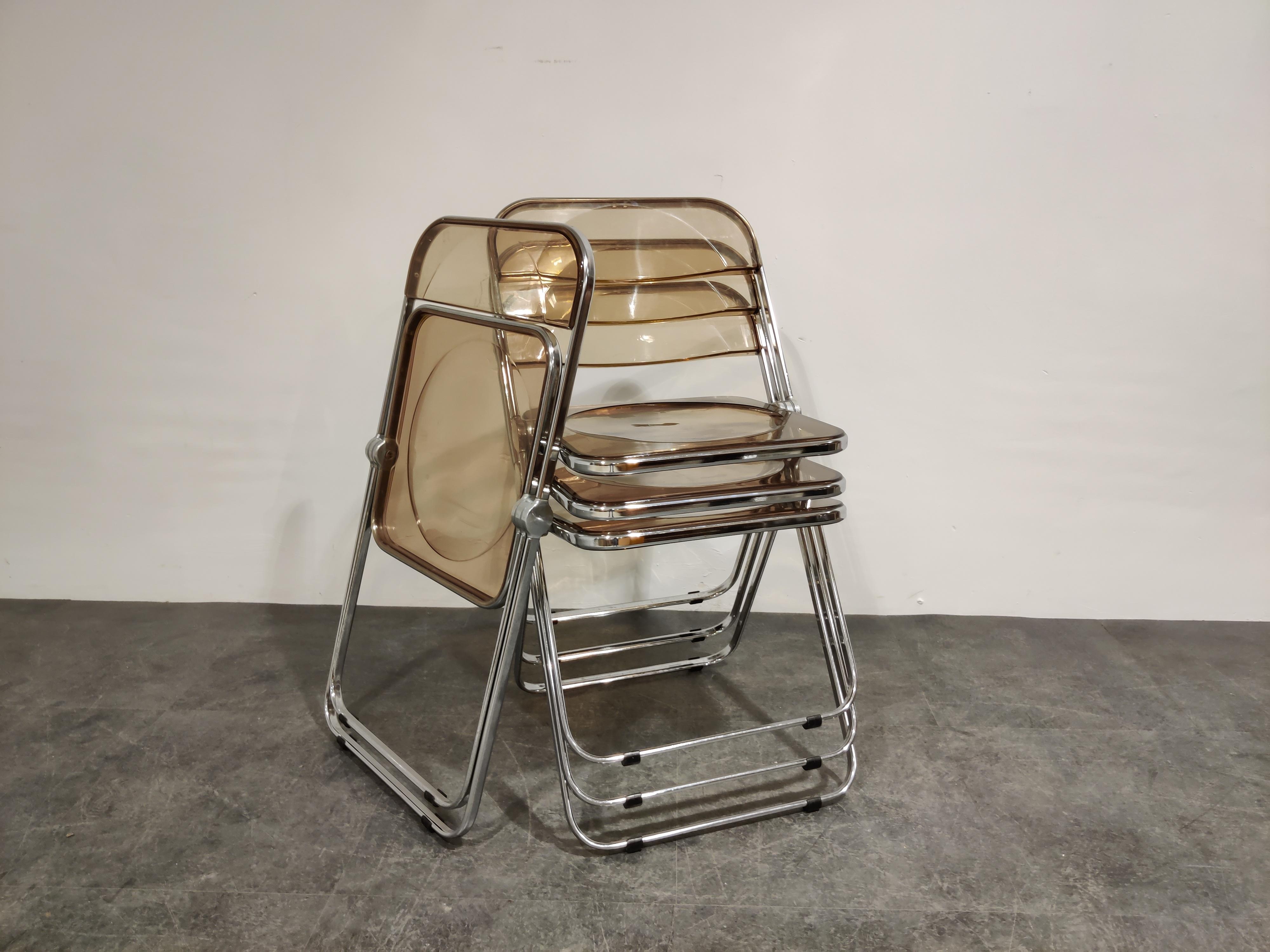 Vintage Plia Folding Chairs by Castelli, 1970s, Set of 4 1