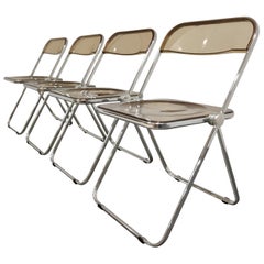 Vintage Plia Folding Chairs by Castelli, 1970s, Set of 4