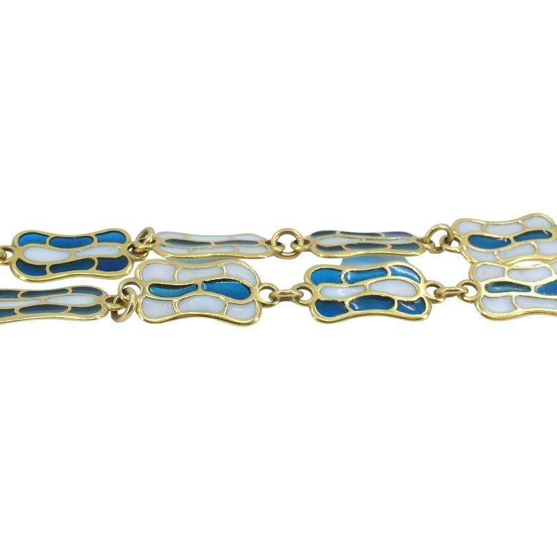 Collier Vintage Plique-à-Jour en or 18k émaillé en vente 2