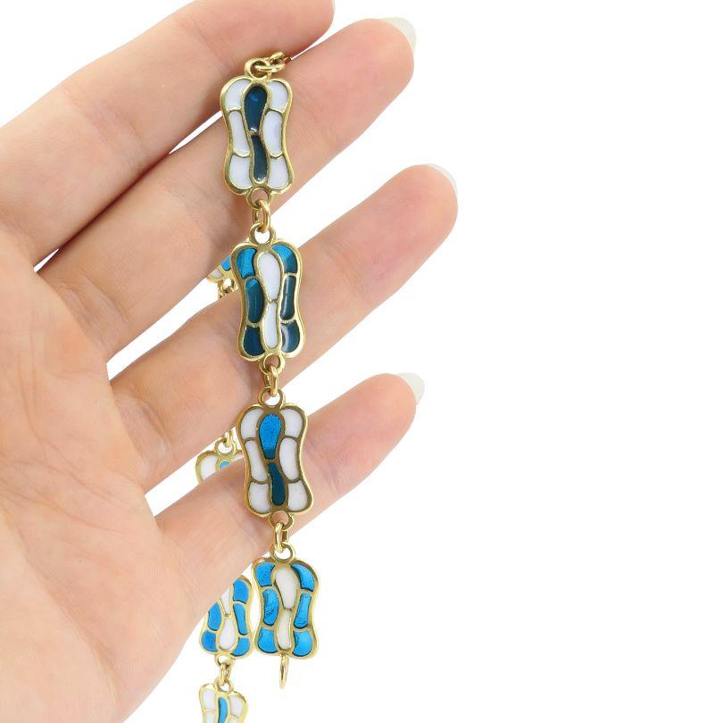 Collier Vintage Plique-à-Jour en or 18k émaillé en vente 3