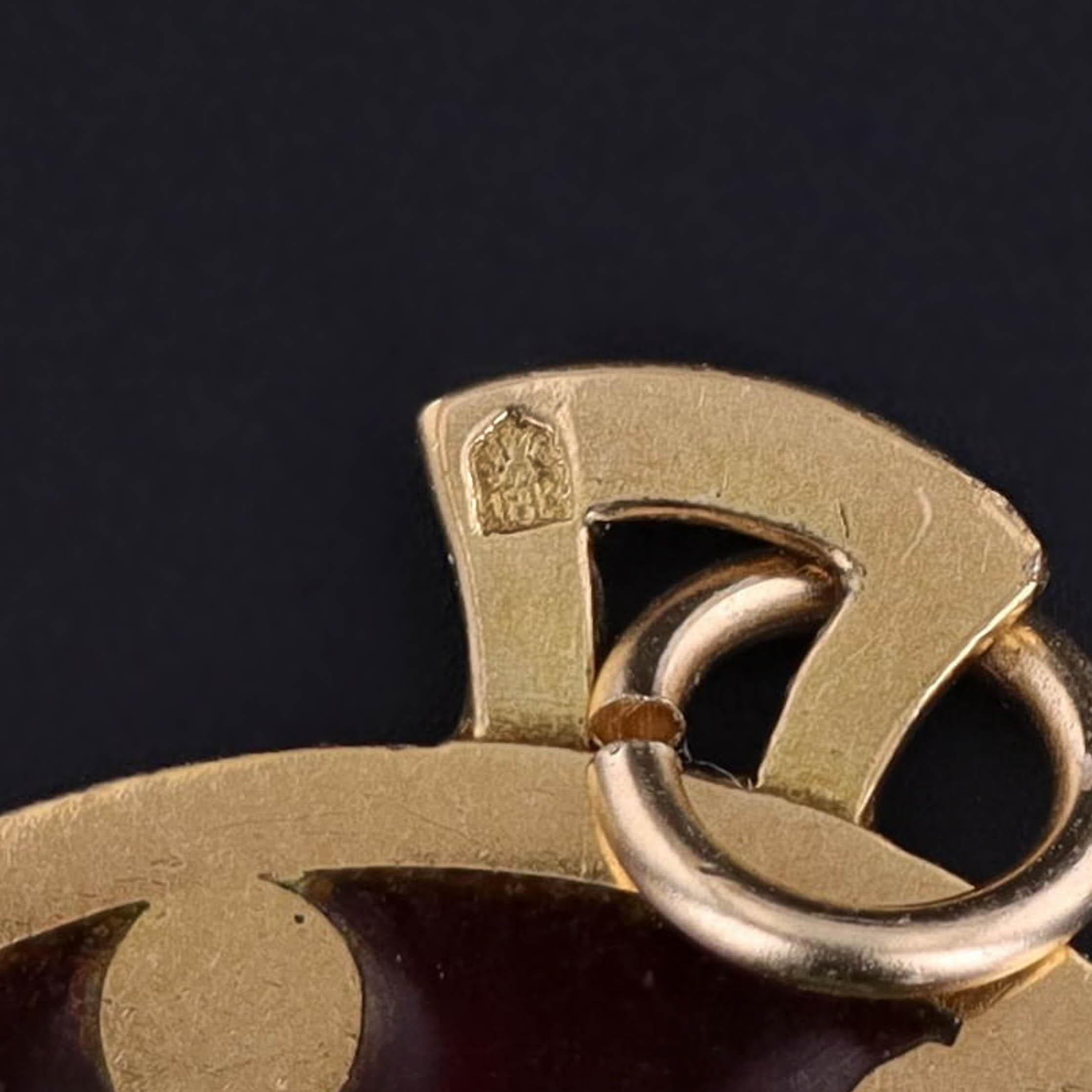Pendentif gemini « Plique a Jour » vintage en or 18 carats Bon état à Lewisburg, PA