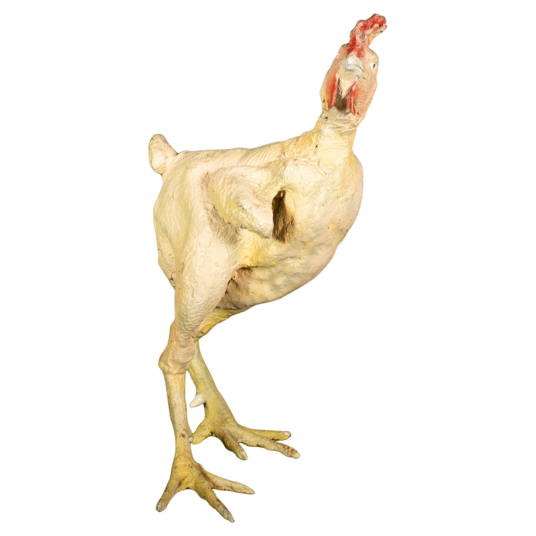 Poulet vintage en métal plumé