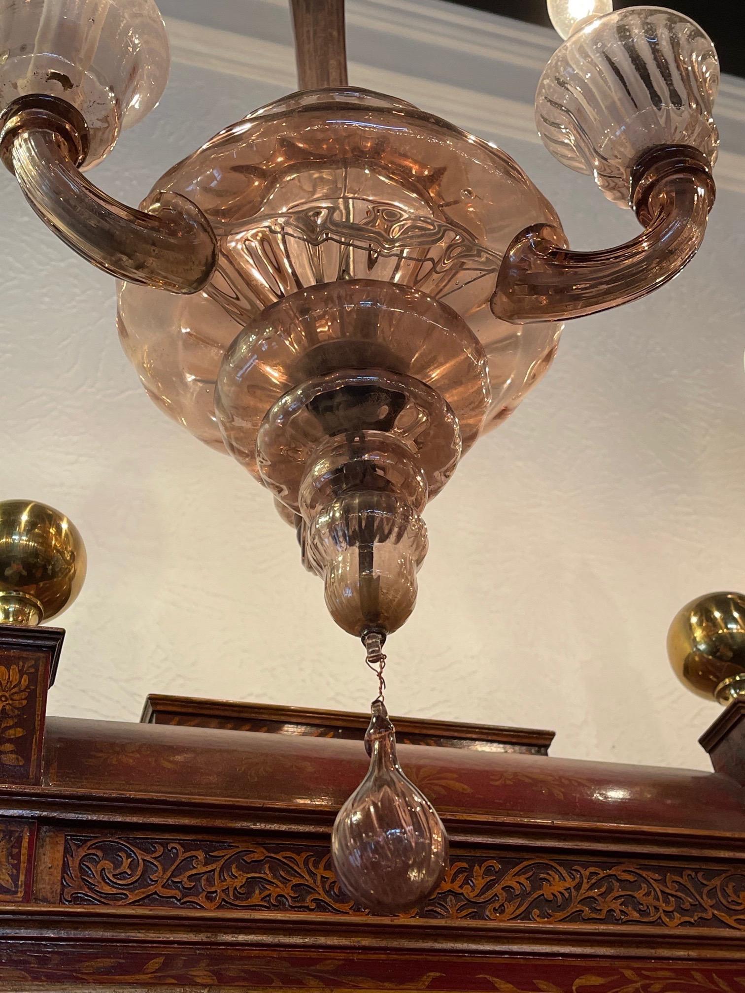 Italian Vintage Plum Colored Murano Glass Chandelier For Sale