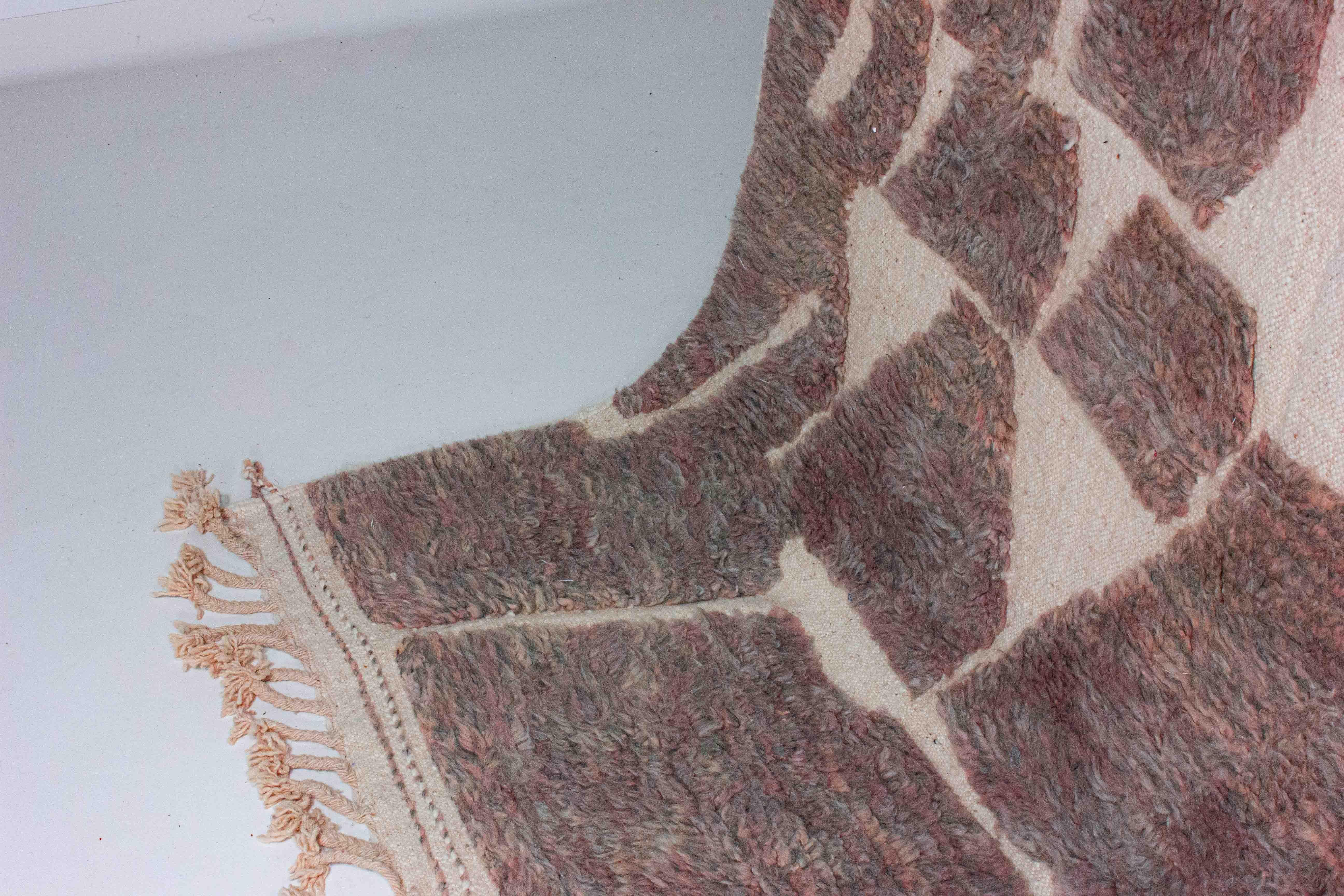 Vintage plushy wool folk art berber rug in with abstract patterns For Sale 3