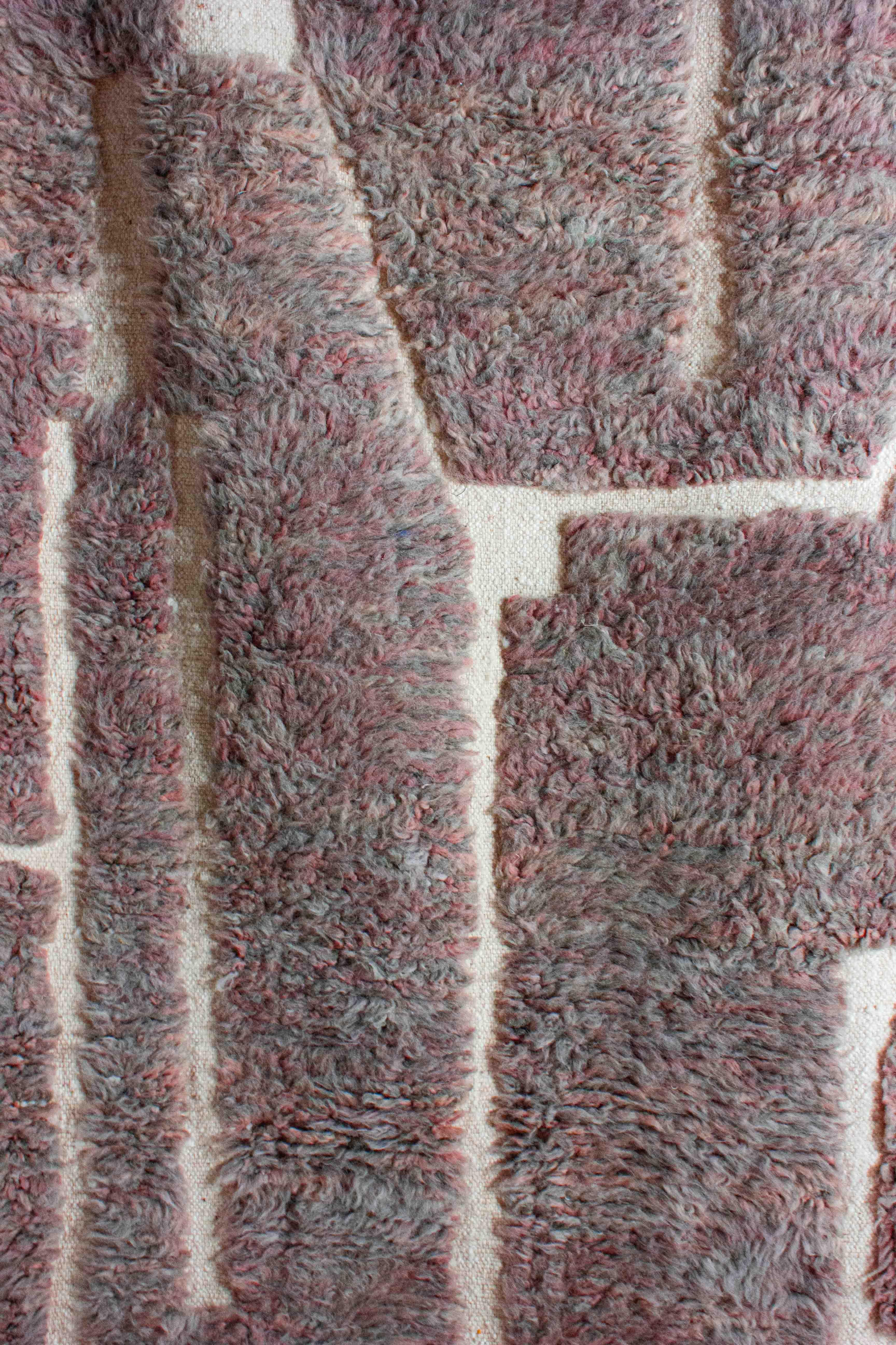 Vintage plushy wool folk art berber rug in with abstract patterns For Sale 6