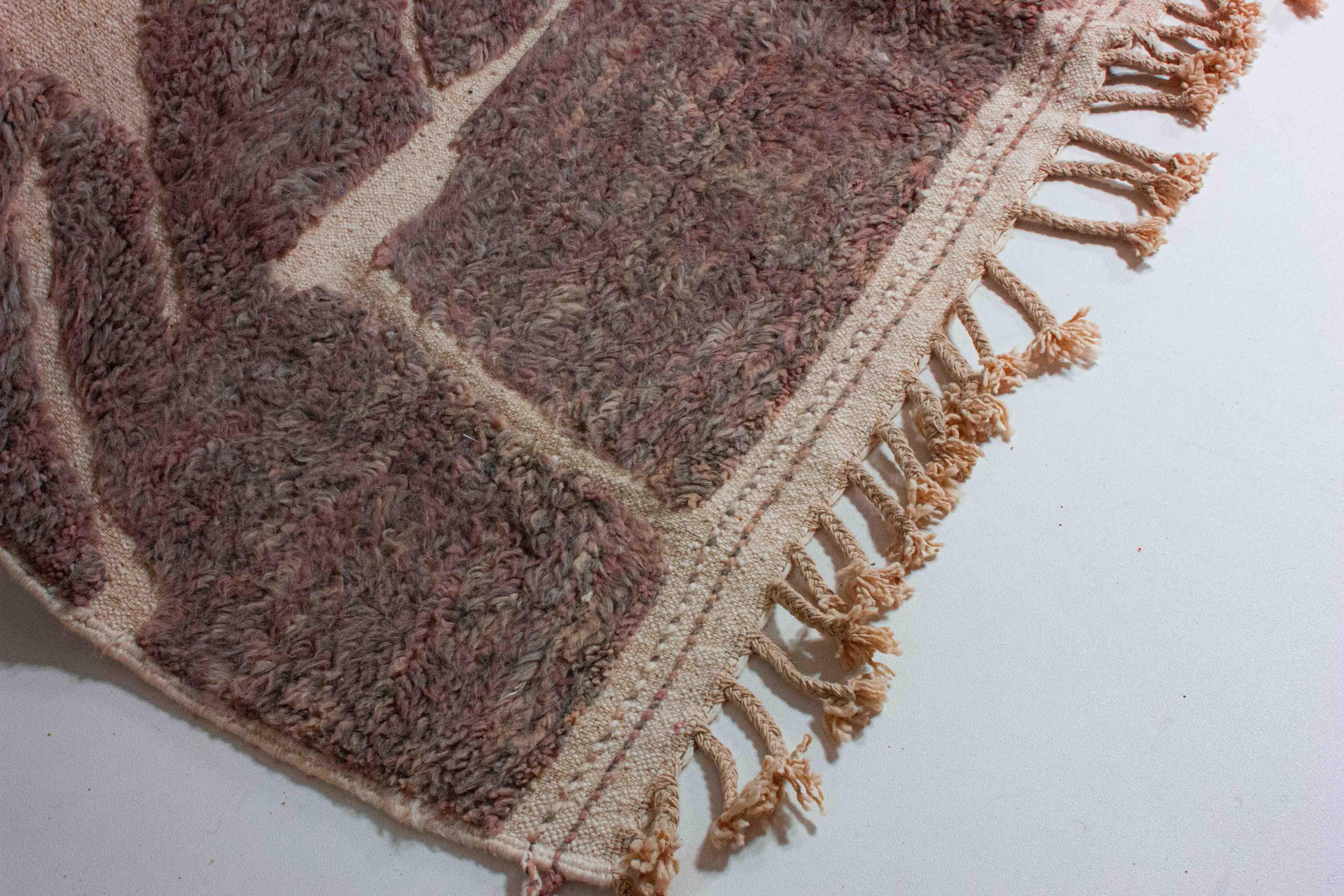 Vintage plushy wool folk art berber rug in with abstract patterns For Sale 2