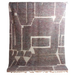 Vintage plushy wool folk art berber rug in with abstract patterns