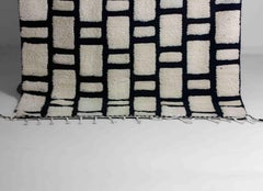 Vintage plushy wool folk art berber rug in with checkered patterns
