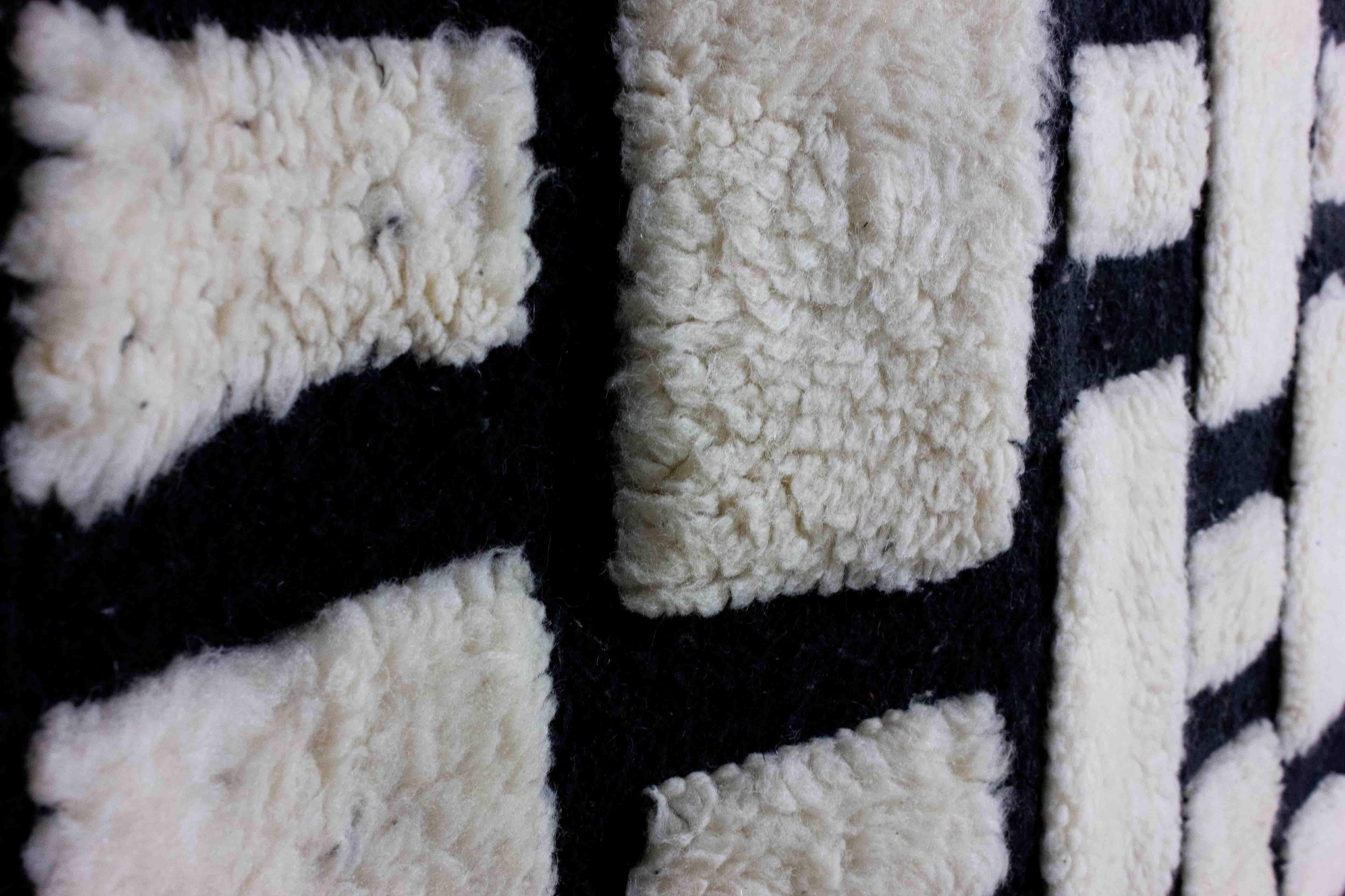 Moroccan Vintage plushy wool folk art berber rug in with checkered patterns For Sale