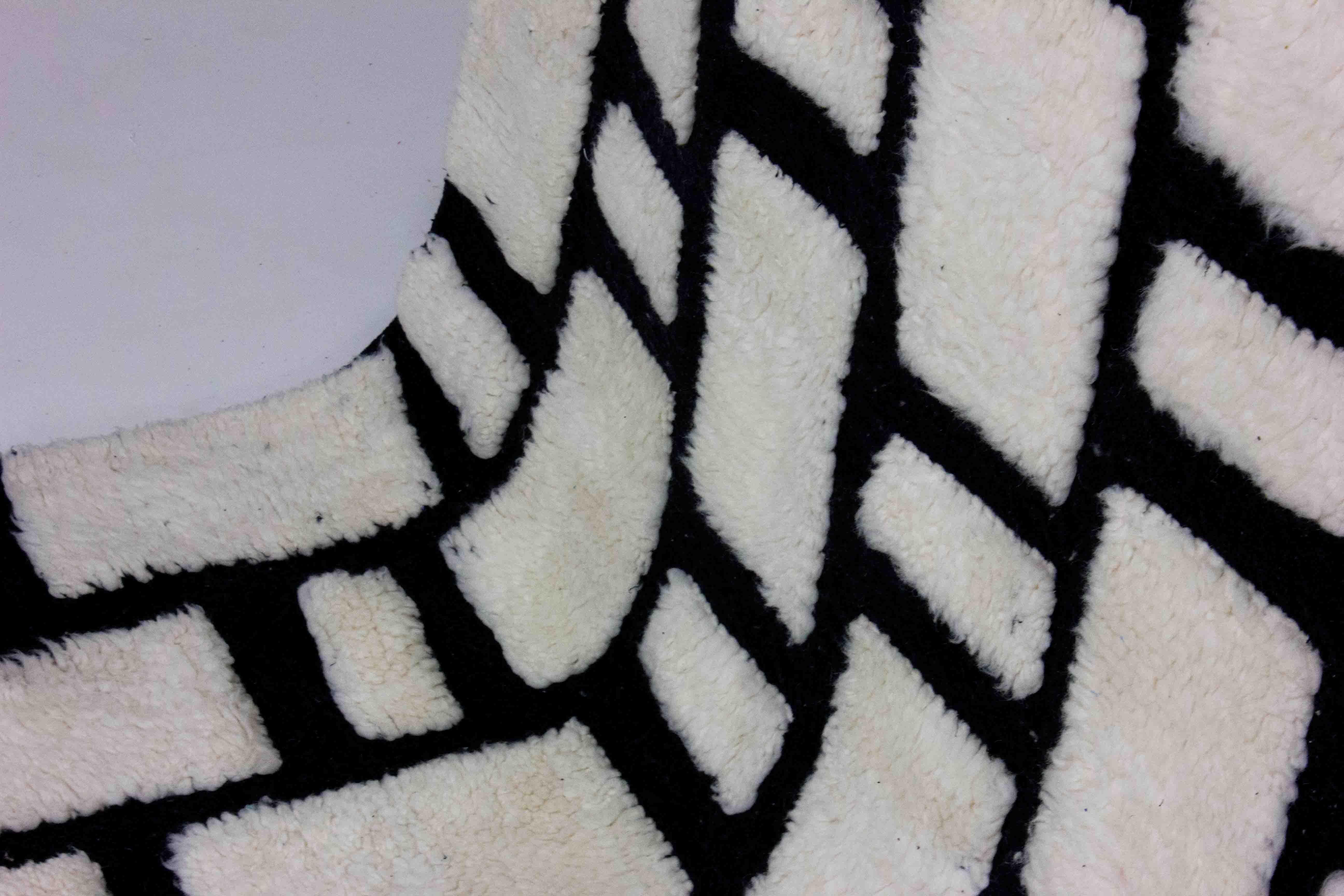 Wool Vintage plushy wool folk art berber rug in with checkered patterns For Sale