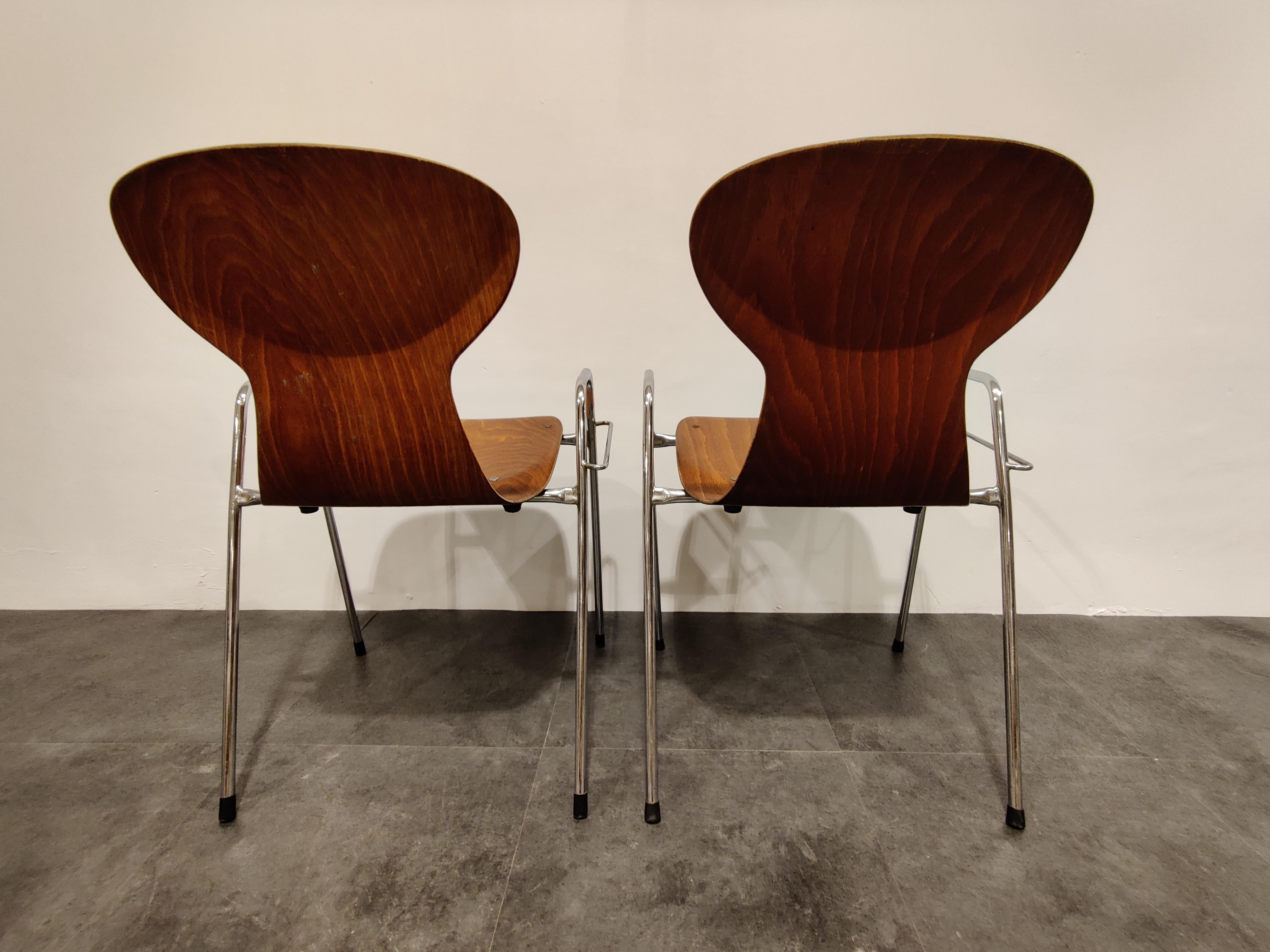 Vintage Plywood Chairs by Tubax, Belgium, Set of 8, 1980s In Good Condition In HEVERLEE, BE